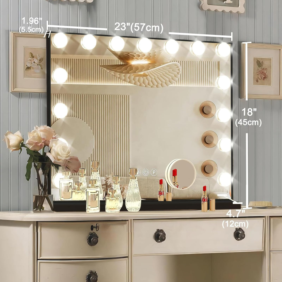 Ratsamee memory function vanity mirror recalls preferred brightness for quick setup