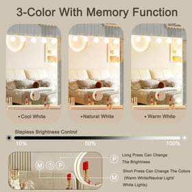 Ratsamee vanity mirror offers 3 color temperatures for accurate makeup under different lighting.