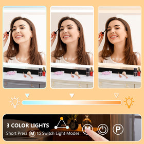 Ratsamee vanity mirror with 3-color temperature for versatile makeup settings.
