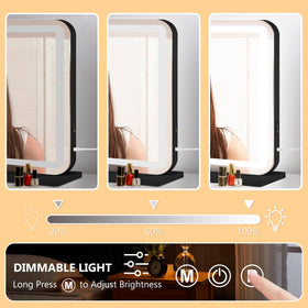 Ratsamee vanity mirror with adjustable brightness for any time of day.