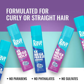 Rave 4X hold for long-lasting style on styled hair.