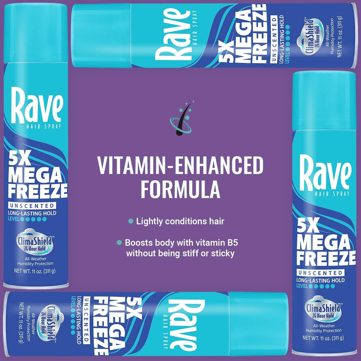 Rave 5X Mega Freeze on curly hair showing defined texture