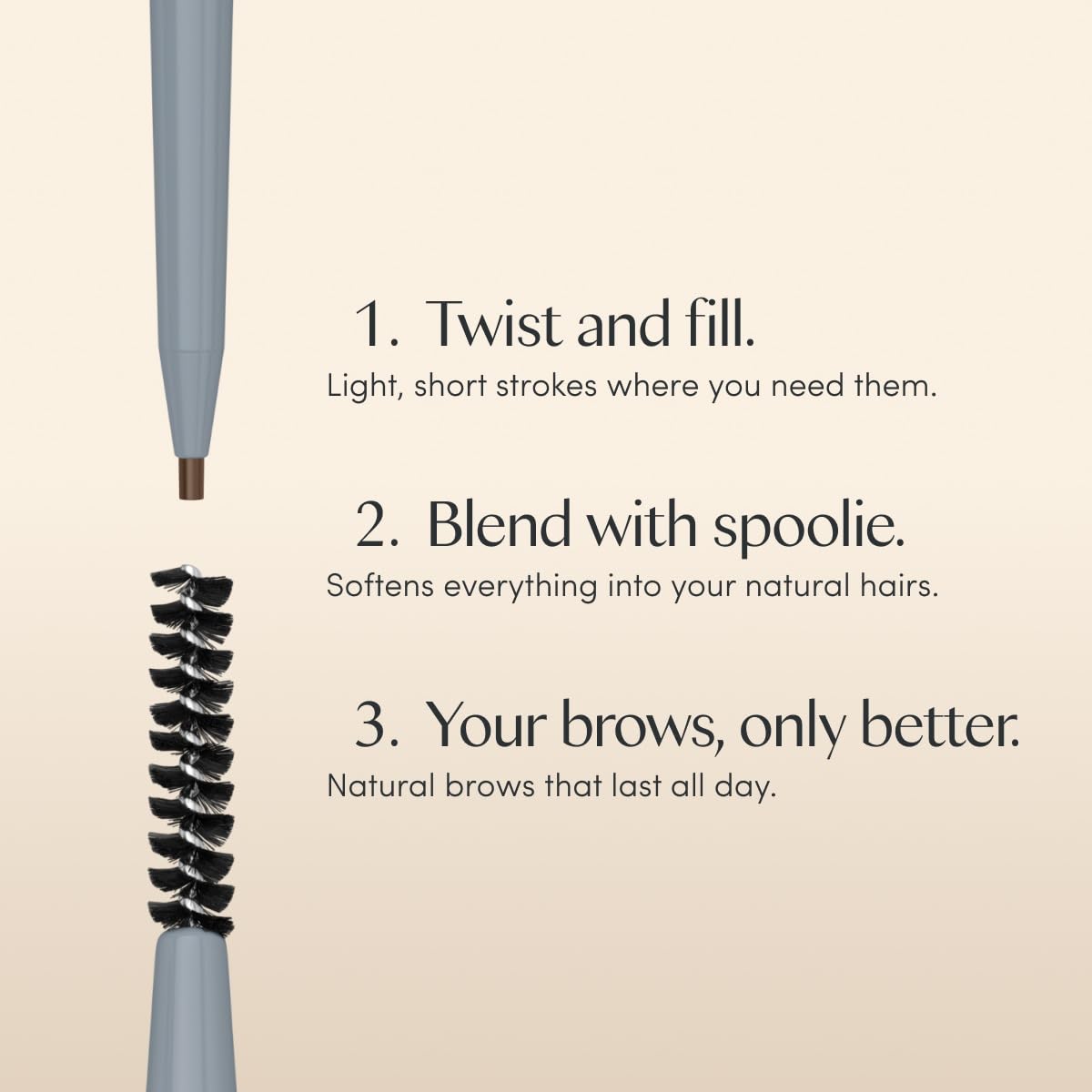 Ravie Beauty Easy Everyday Brow Pencil in use for day-to-night shaping.