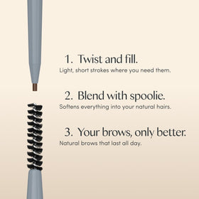 Ravie Beauty Easy Everyday Brow Pencil in use for day-to-night shaping.