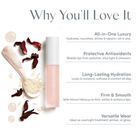 Ravie Beauty Lip Renewal ingredients rice and hibiscus protect lips.