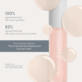 Ravie Beauty Lip Renewal with pink-tinted gloss enhances natural lip color.