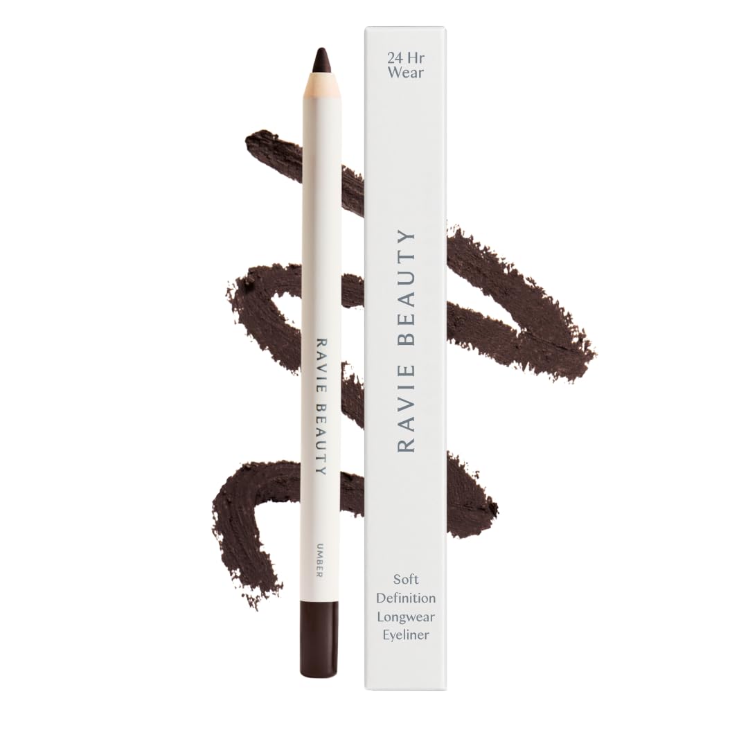 Ravie Beauty Umber eyeliner pencil tip for precise soft definition.