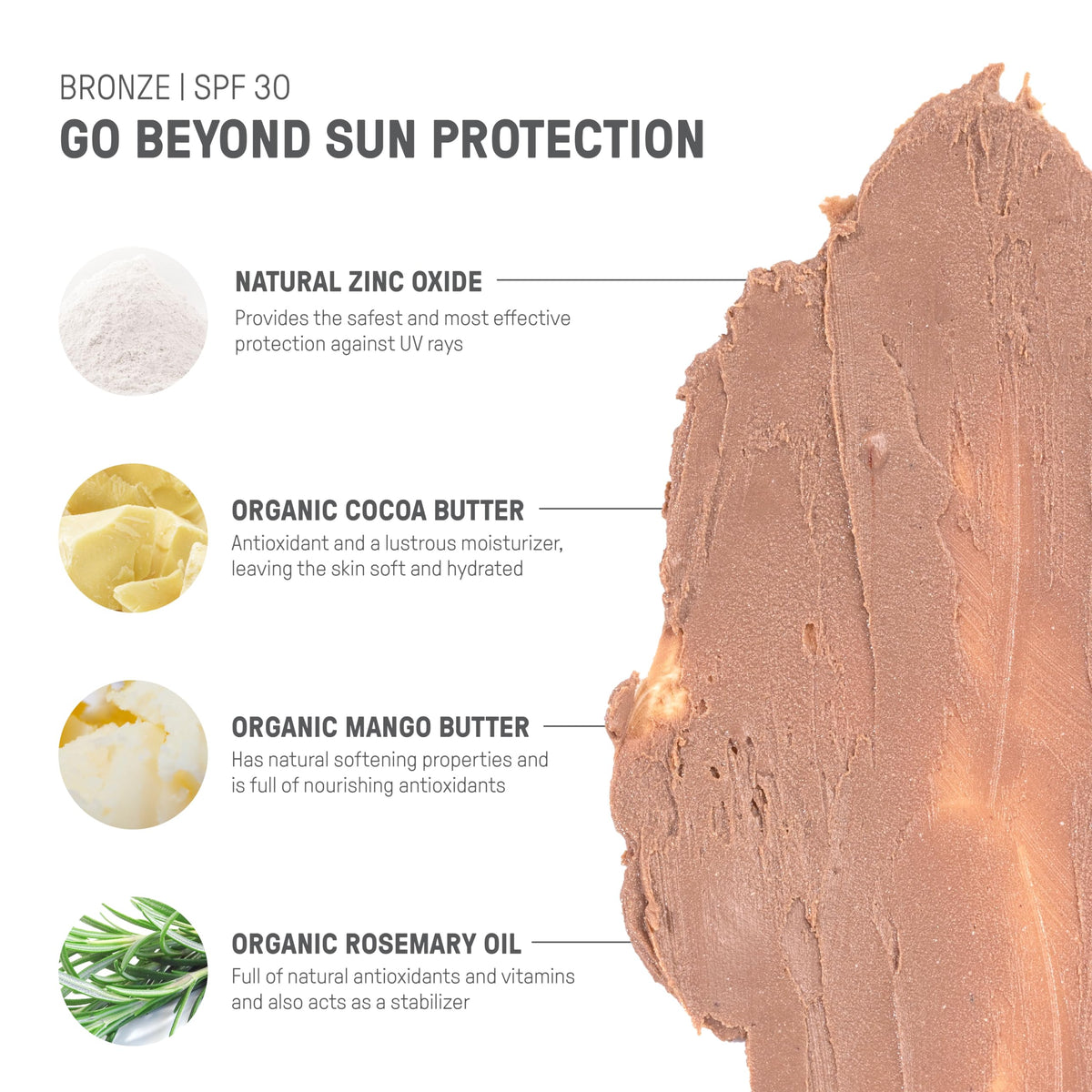 Raw Elements Bronze tint close-up highlights mango butter rich texture