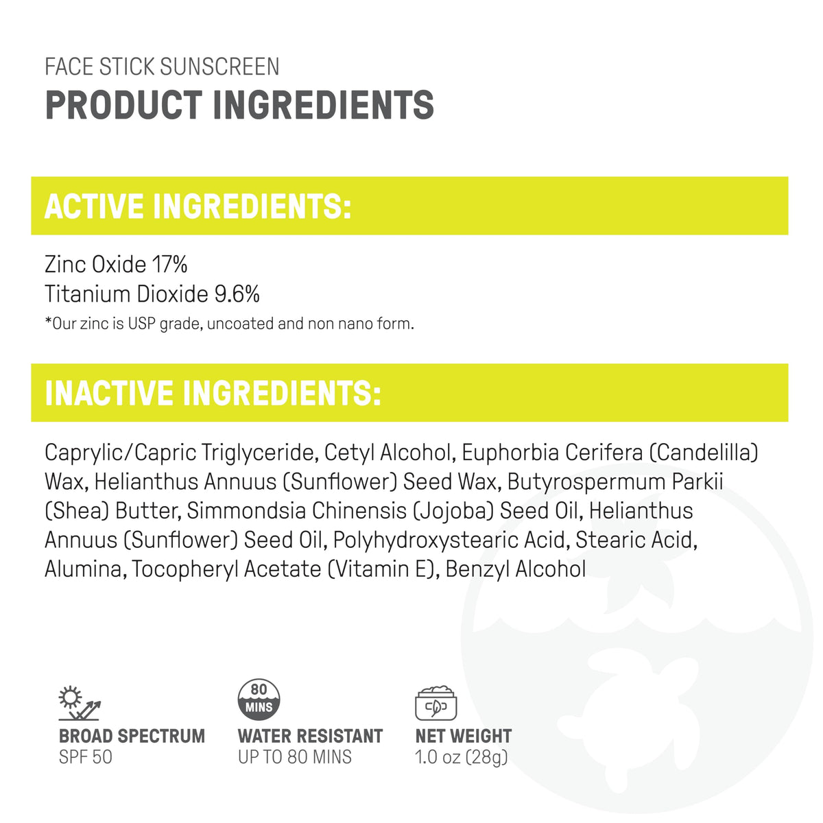 Raw Elements Face Stick SPF 50 travel size 1 oz for adventures