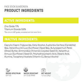 Raw Elements Face Stick SPF 50 travel size 1 oz for adventures