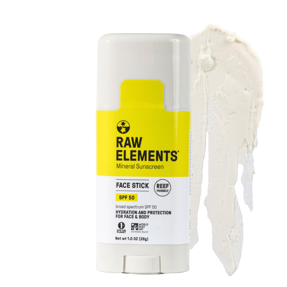 Raw Elements Face Stick SPF 50 in twist-up format for easy on-the-go sun protection
