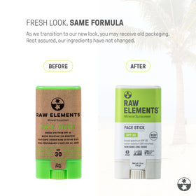 Raw Elements sunscreen stick being applied to skin for quick, mess-free coverage
