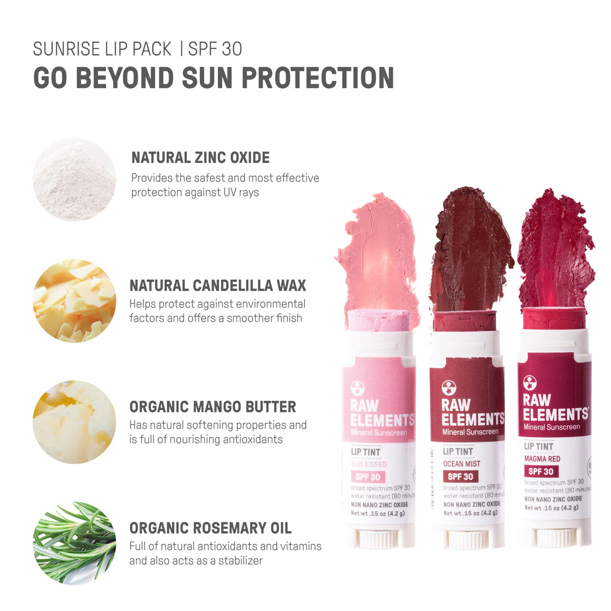 Raw Elements SPF30 lip pack offers mineral-based protection on sunny days