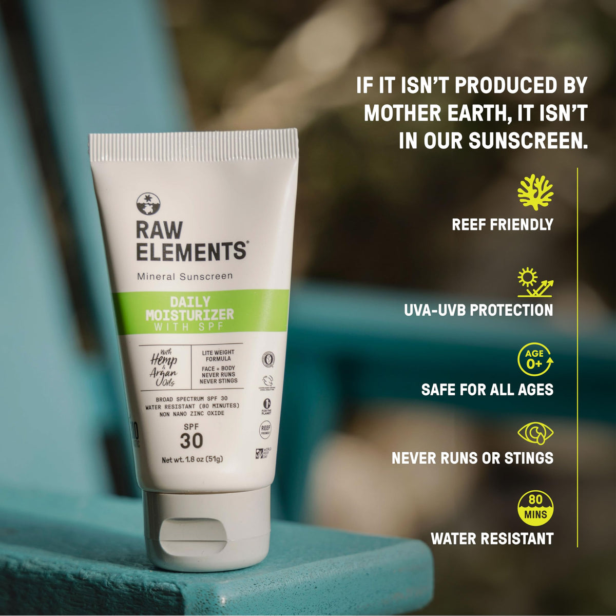 Raw Elements zinc-oxide SPF icon signals broad protection.