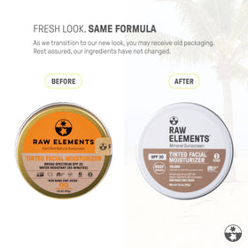 Raw Elements tinted cream texture closeup showing creamy hydration for skin