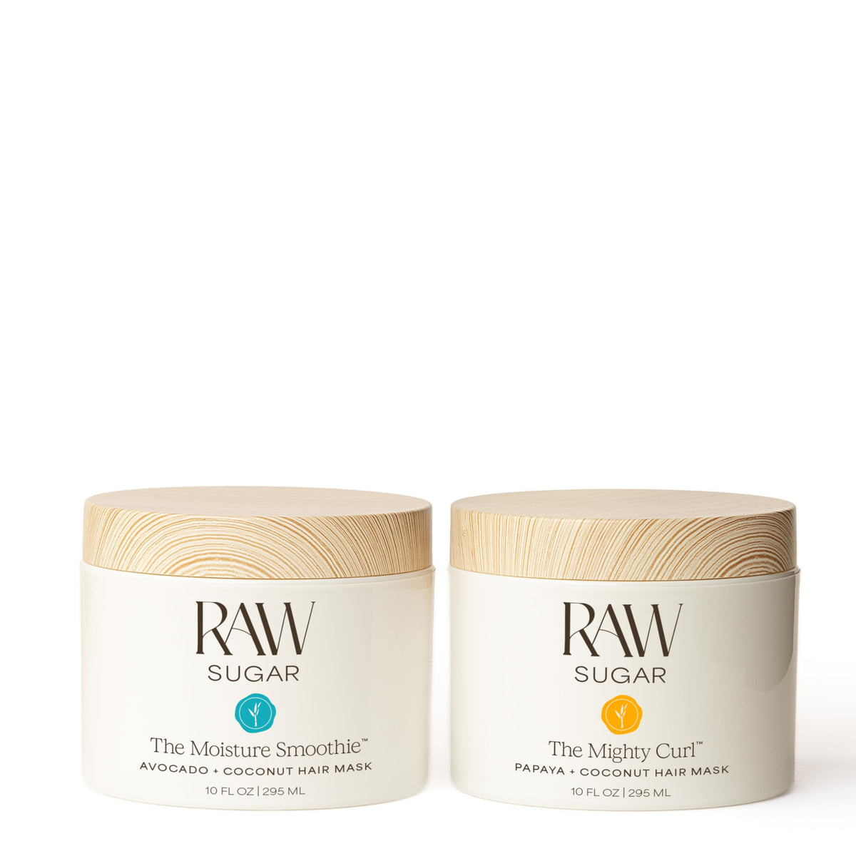 RAW SUGAR Mighty Curl mask in jar front defines curls and tames frizz.