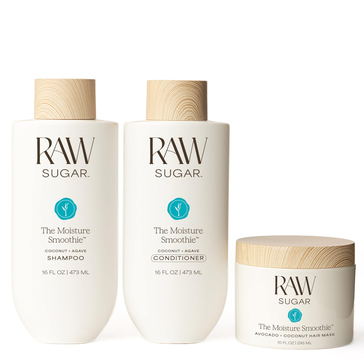 RAW SUGAR Moisture Smoothie shampoo bottle highlighting deep hydration for dry hair