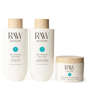 RAW SUGAR Moisture Smoothie shampoo bottle highlighting deep hydration for dry hair