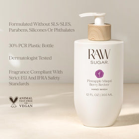 RAW SUGAR Pineapple Maqui Berry hand wash foamy lather on hands