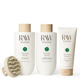 RAW SUGAR Scalp Restore Shampoo bottle hydrates the scalp and refreshes hair