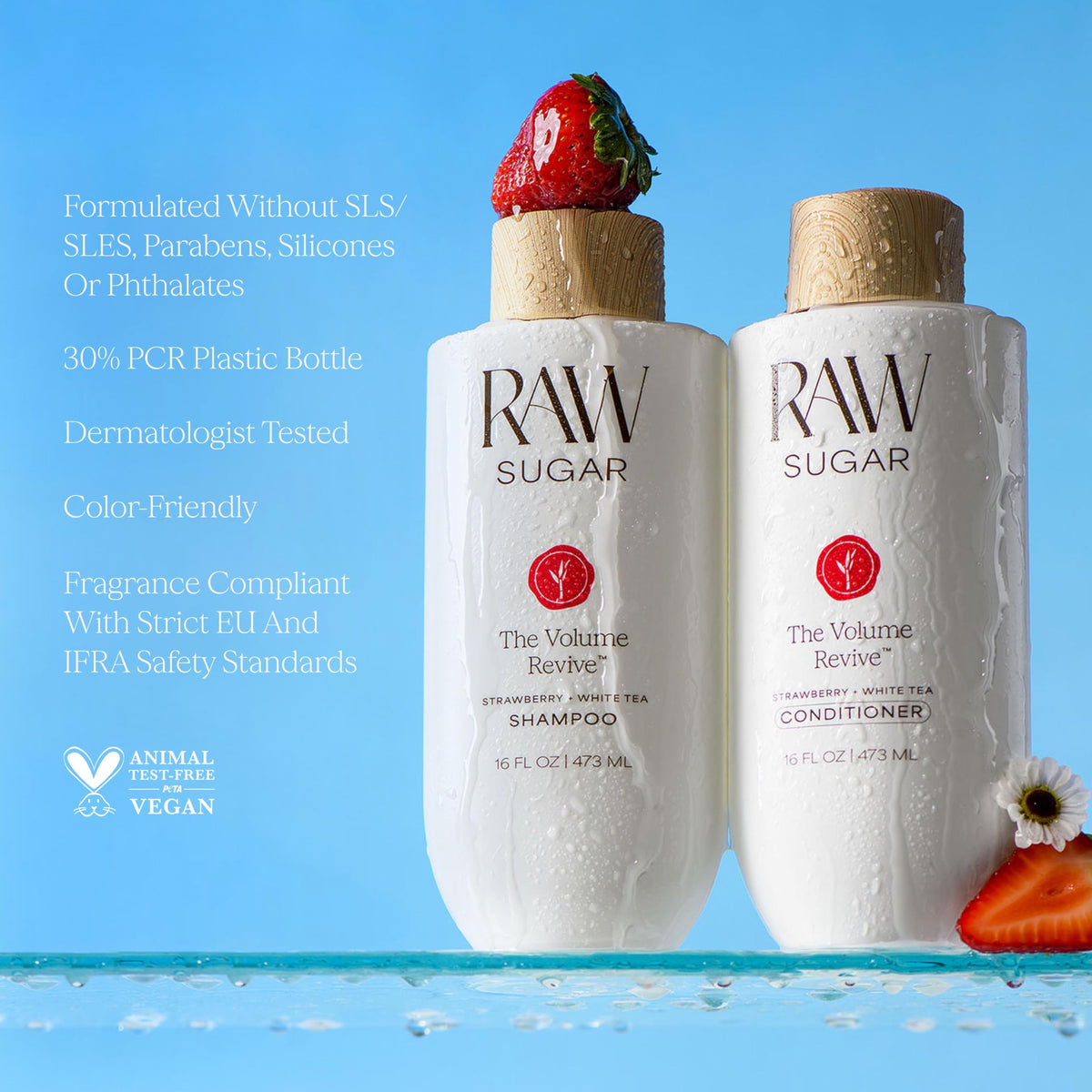 Raw Sugar Volume Revive ingredients nettle illustration highlights natural extracts.
