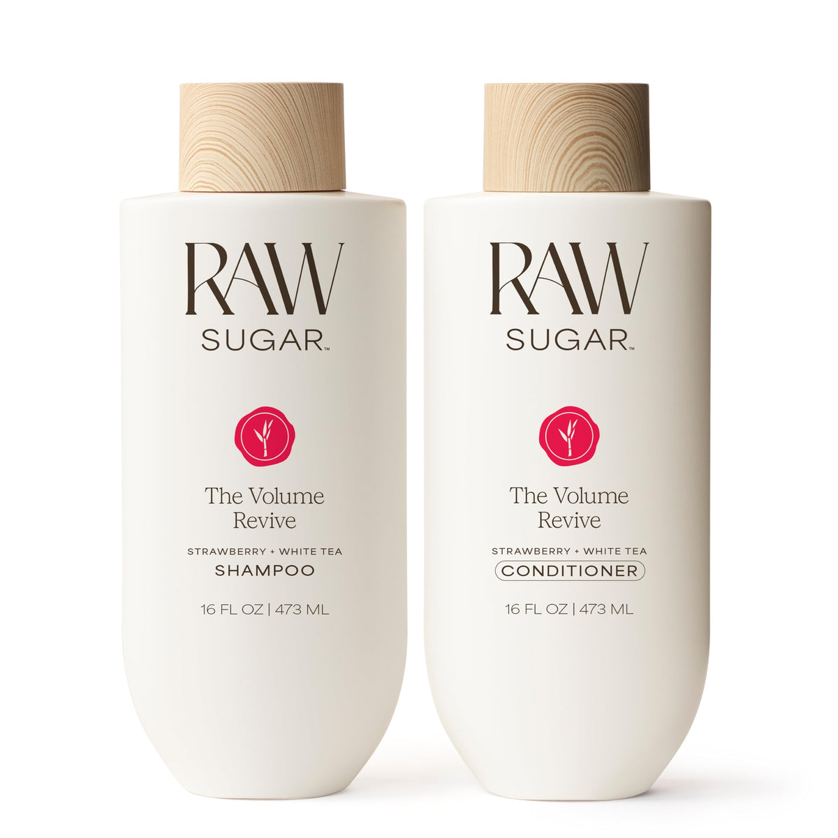 Raw Sugar Volume Revive shampoo bottle signals lift and lightness for refreshed hair.