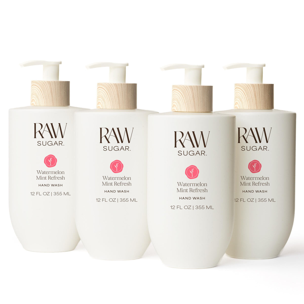 RAW SUGAR Watermelon Mint hand wash bottle delivers a refreshing daily cleanse