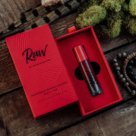 RawChemistry base notes patchouli and ambroxan for a lasting masculine aroma.