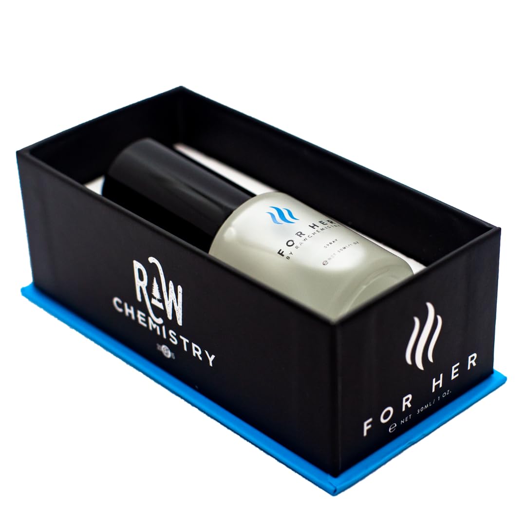 RawChemistry For Her flacon design highlights a sleek, alcohol-free formula.