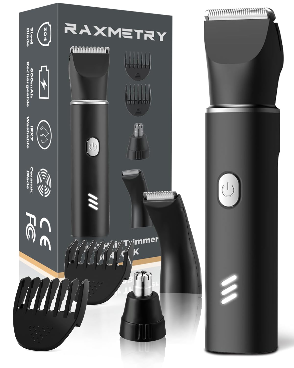 RAXMETRY Body Hair Trimmer 3-in-1 front view for precise grooming
