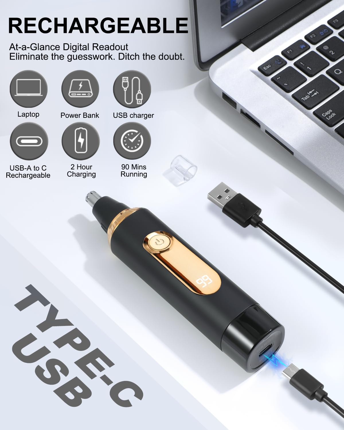 RAXMETRY USB-C charging keeps you powered on the go with quick top ups.