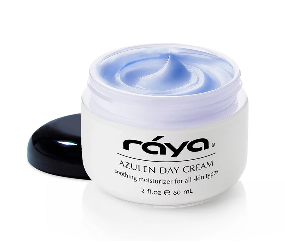 Raya Azulen Cream bottle with pump for daily hydration.