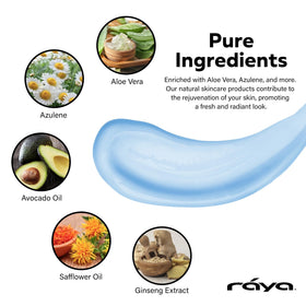 Raya Azulen Cream jar close-up showing azulene soothing formula.