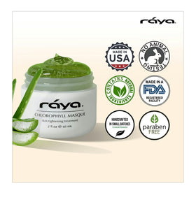 Raya Chlorophyll Masque creamy layer on skin highlights moisturizing and soothing effects.