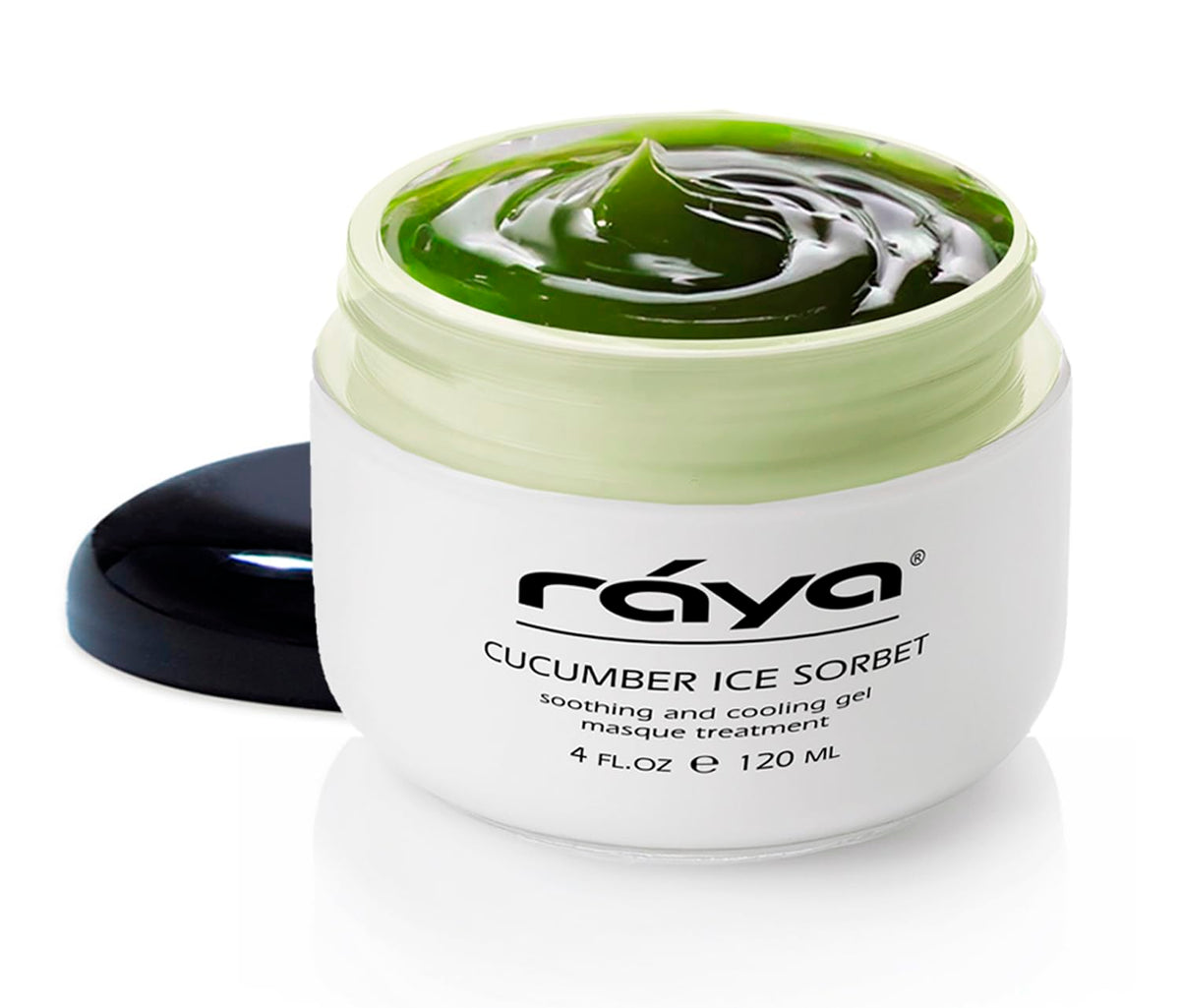 Raya Cucumber Ice Sorbet Masque jar showing cooling hydration for refreshed skin
