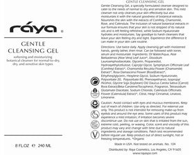 Raya Gentle Facial Cleansing Gel made in the USA packaging on vanity