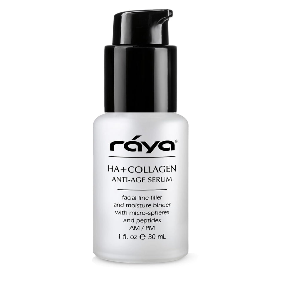 Raya HA Collagen Serum bottle closeup for smoother, firmer skin