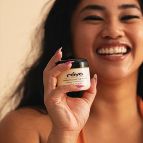 Raya jojoba beads close-up demonstrate smoothing exfoliation.