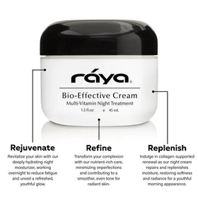 Raya Spa bio-effective night cream texture close-up aiding overnight firming.
