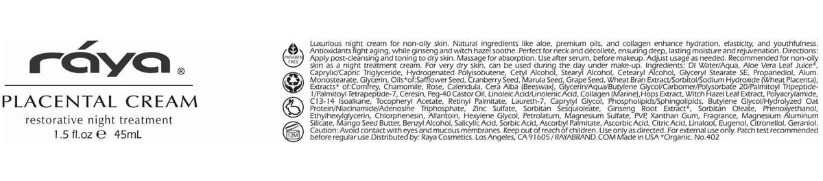 Raya Spa Placental Cream spa scene evokes relaxing bedtime pampering.