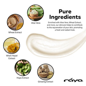 Raya Spa Placental Cream texture swirl highlighting luxurious night-time nourishment.