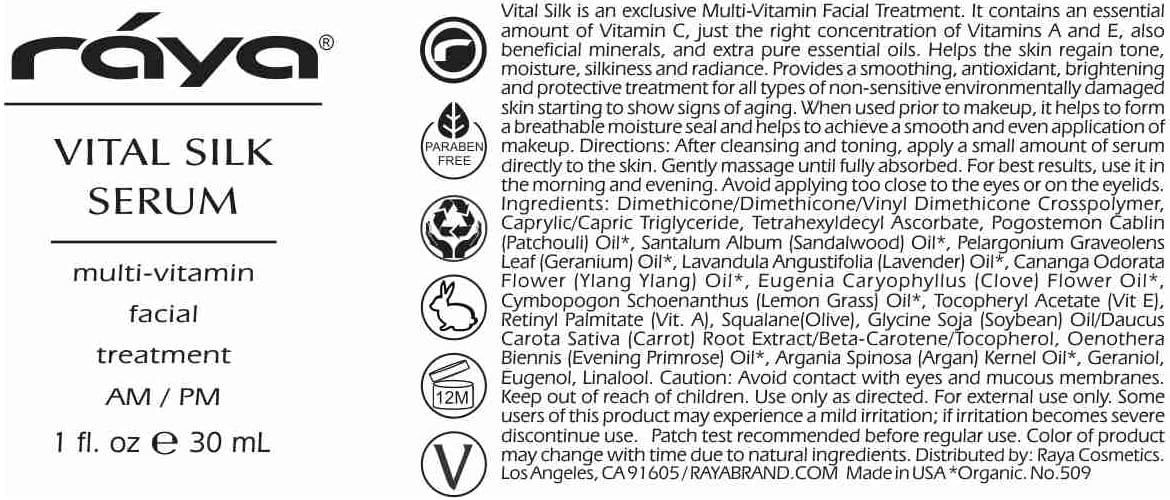 Raya Vital Silk Serum USA-made label underscores quality and safety