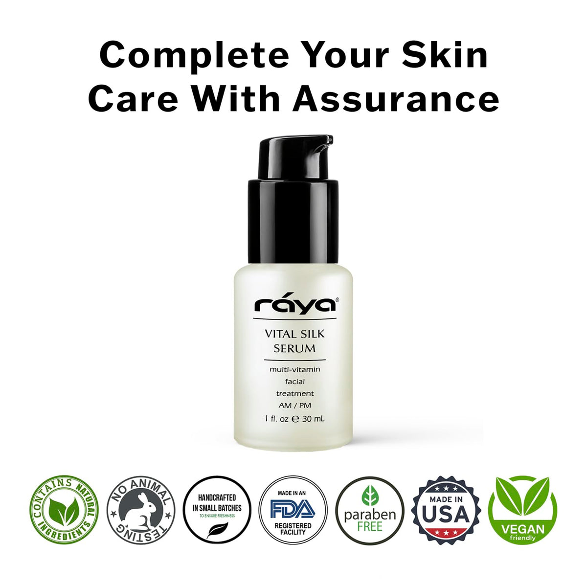 Raya Vital Silk Serum on skin demonstrates quick absorption and a refreshed look