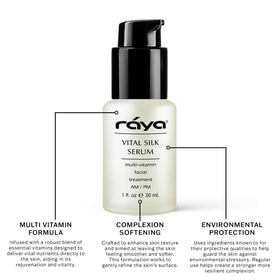 Raya Vital Silk Serum texture close-up shows silky, non-greasy finish