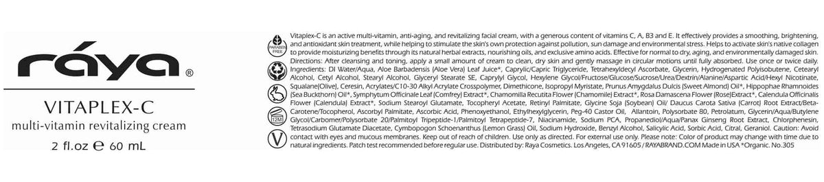 Raya Vitaplex-C Cream bottle on a vanity, USA-made
