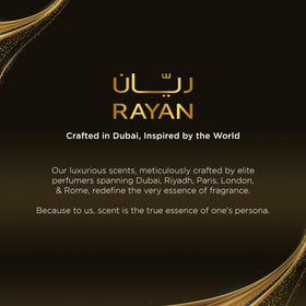 RAYAN Modern Oud perfume scent notes graphic illustrates oud and spice profile