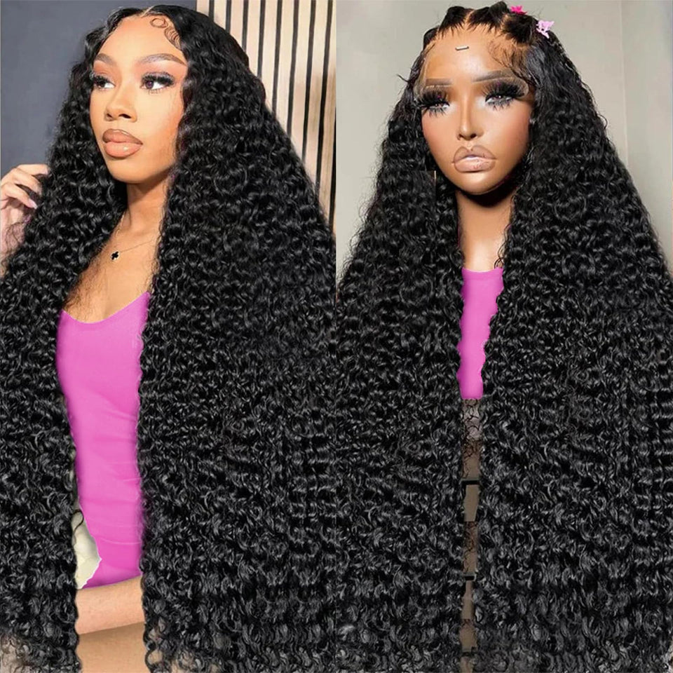 RAYFOG 28-inch deep wave lace front wig with natural blend and HD lace