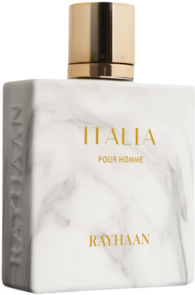 Rayhaan Italia citrus-top-notes highlight a fresh daytime scent for everyday wear.