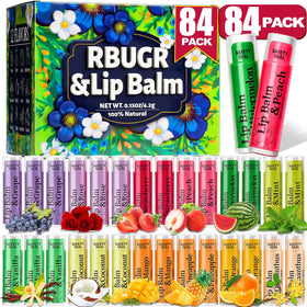 RBUGR 84-pack lip balms with rose flavor hydrate dry lips for everyday wear