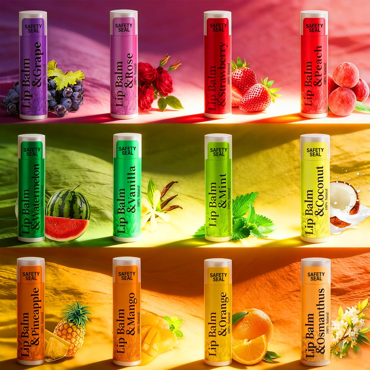 RBUGR Rose flavor lip balm close up emphasizing rosy fragrance and hydration.